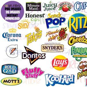 Popular Chip and Juice Brand Logos| 26 PNG images| Digital Download|